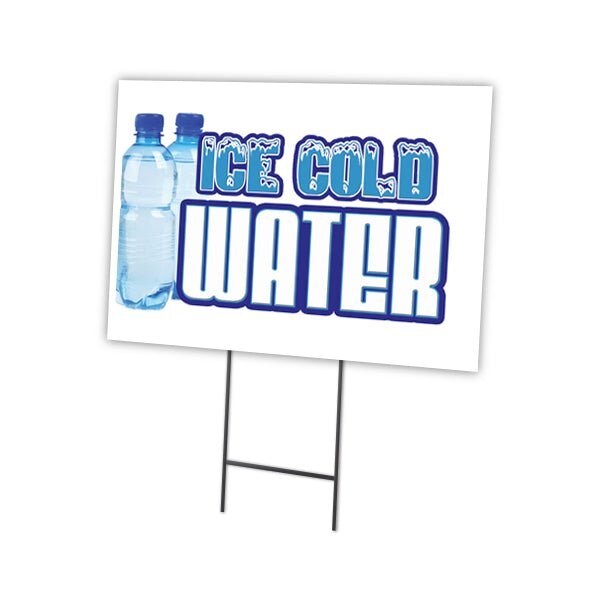 Signmission Ice Cold Water Yard Sign & Stake outdoor plastic coroplast window, C-1216-DS-Ice Cold Water C-1216-DS-Ice Cold Water - main